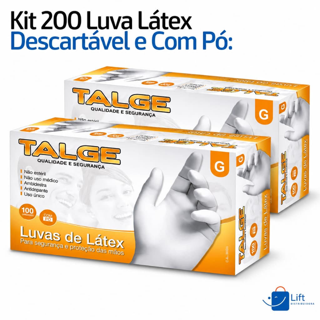 Luva Latex 200 un Descartável Profissional | Com pó - P, M, G