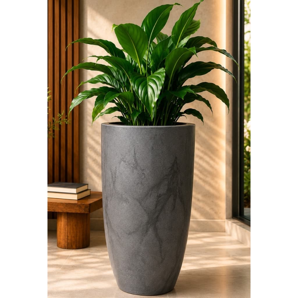Vaso para plantas Coluna Ibiza Cone P Decorativo  Marmorizado 40Cm  Resistente para sala, jardim