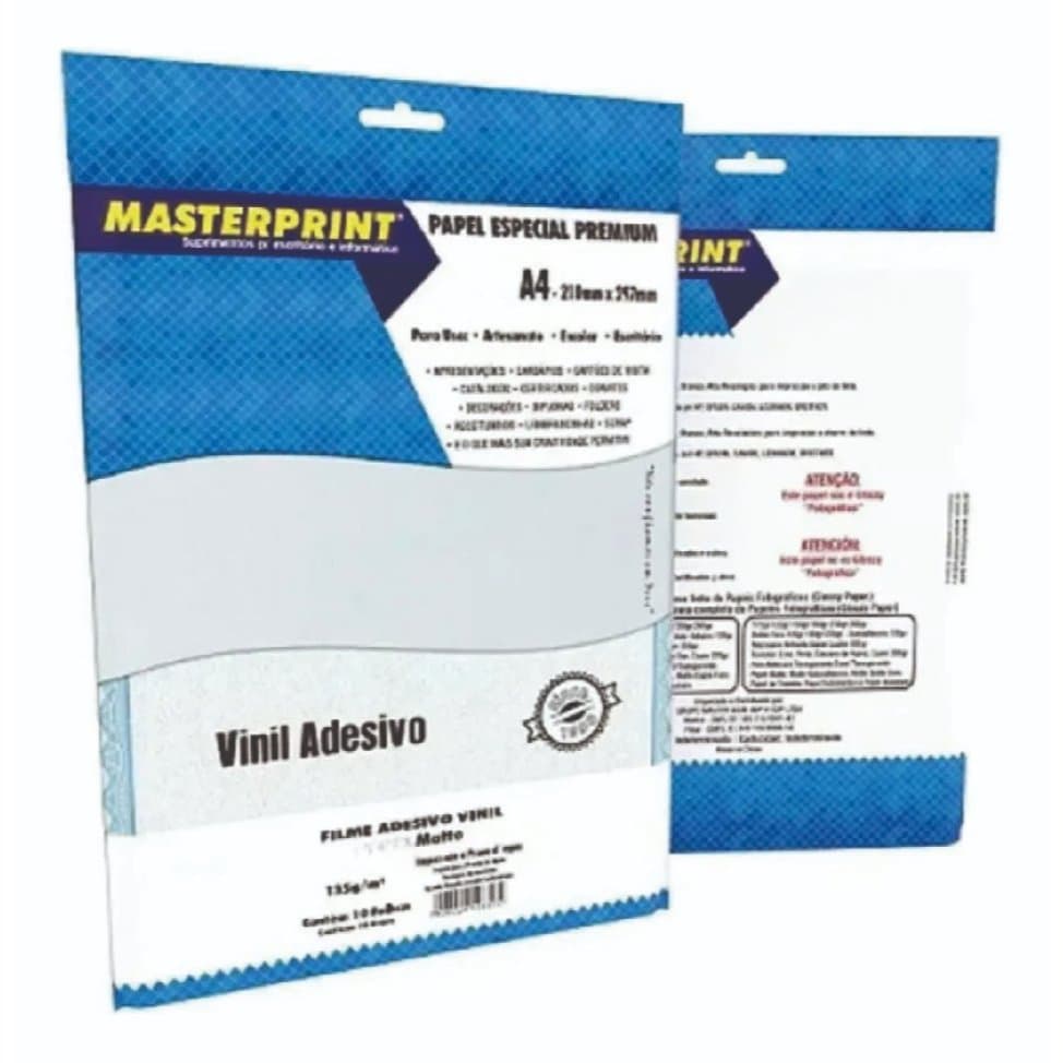 Adesivo Vinil MATTE BRANCO Master Print | Resistente à Água | Perfeito para Etiquetas e Papelaria Personalizada