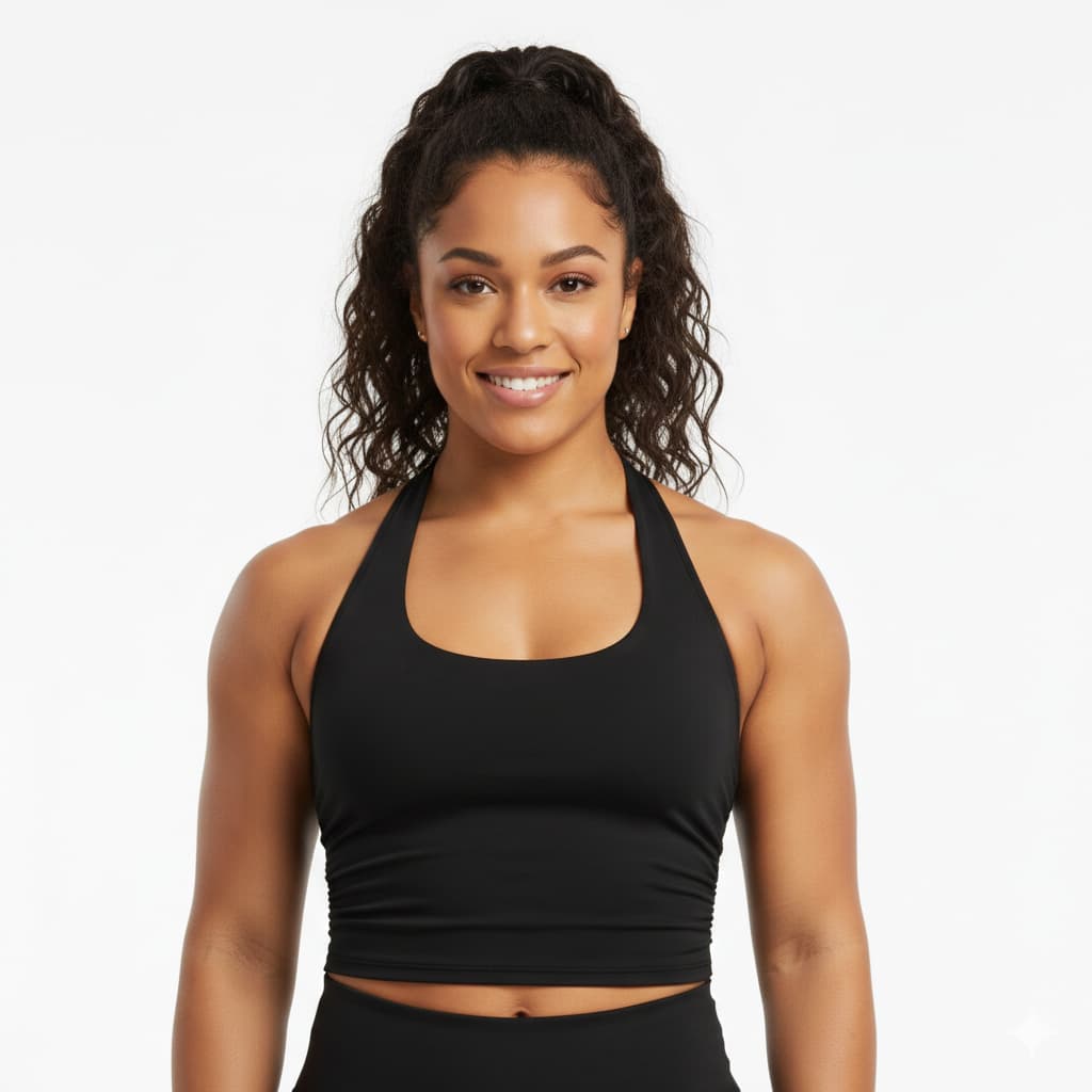Top Frente Única Feminino Suplex Franzido na Lateral Moda Fitness Casual