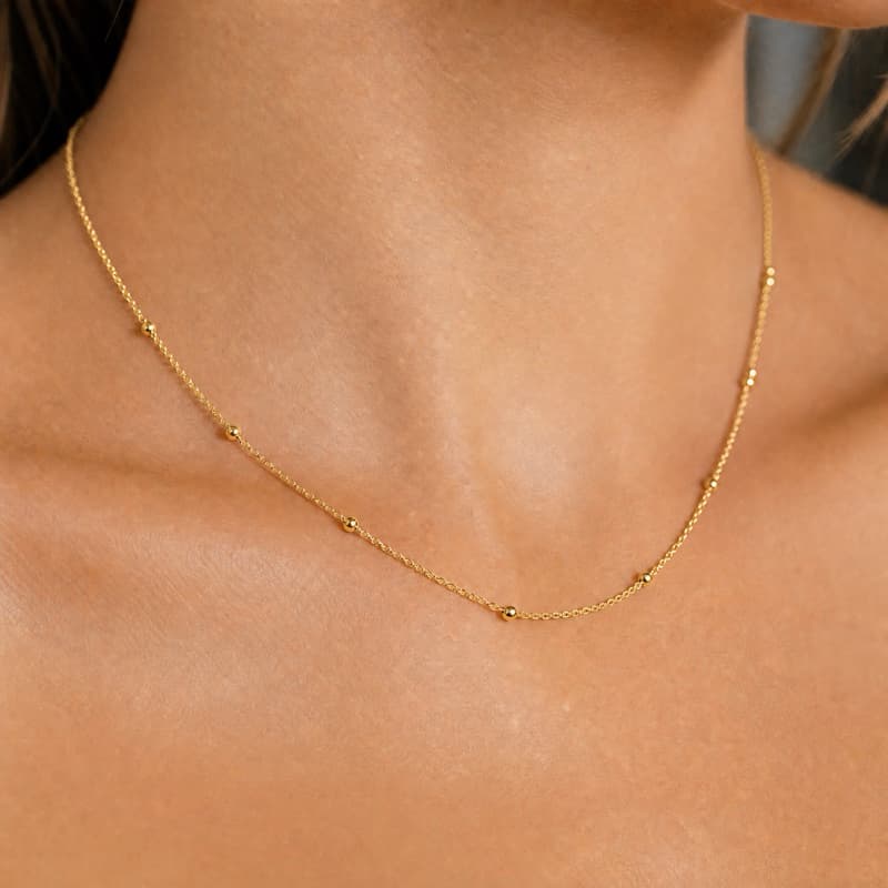 Choker Colar Bolinha 40cm Veneziana Feminino Folheado Ouro 18K Prata 925
