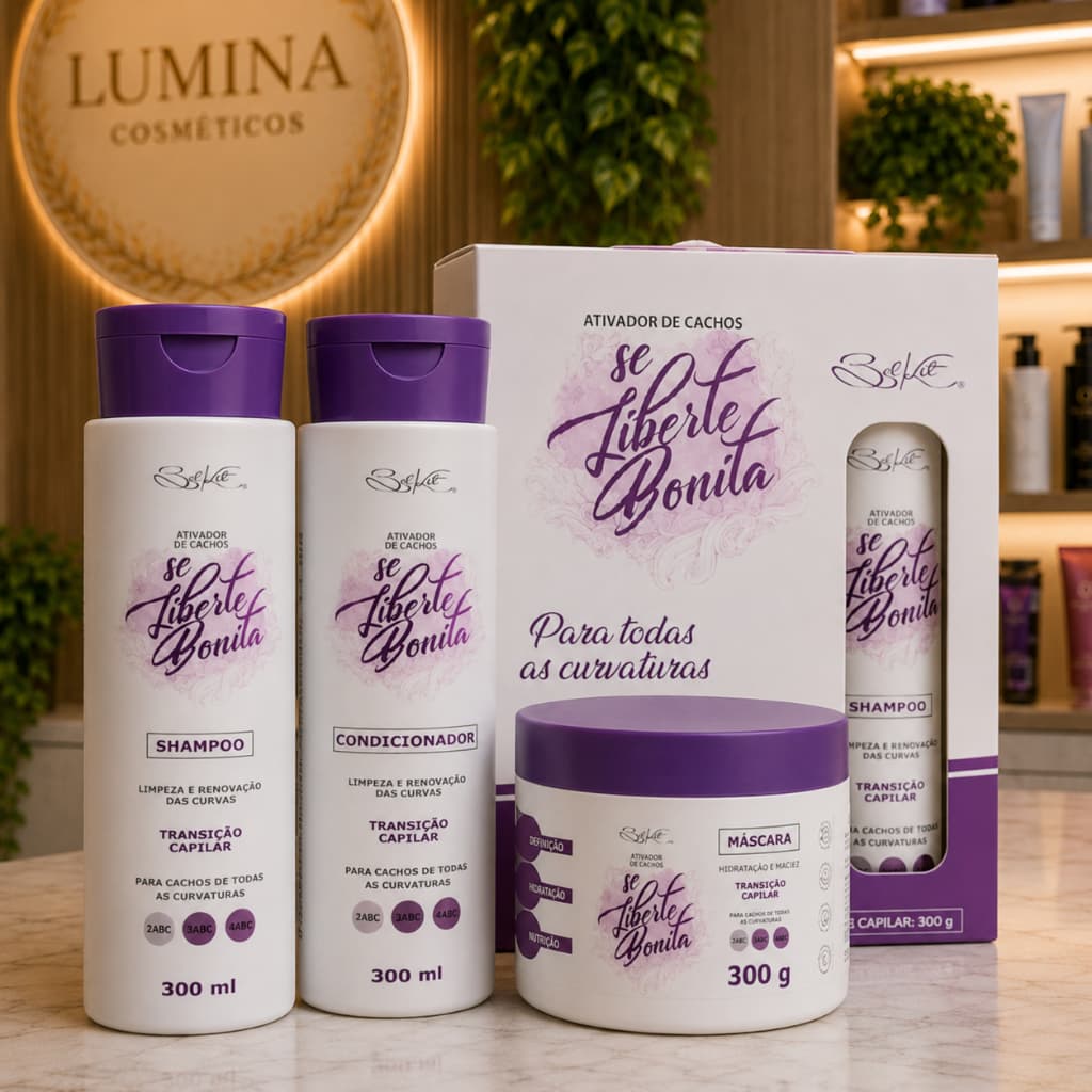 Kit Capilar SE LIBERTE BONITA BELKIT 03 itens - Shampoo Condicionador Mascara Para Cabelos Cacheados