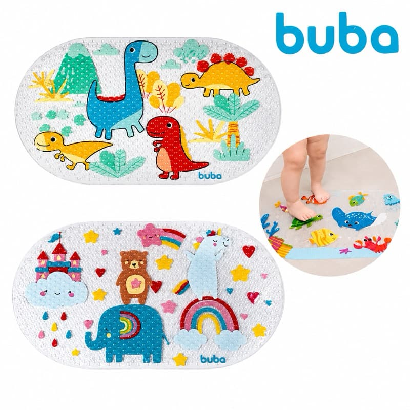 Tapete Antiderrapante Com Ventosa Buba Para Banho Infantil Bebê Higiene Banheiro Menina Menino