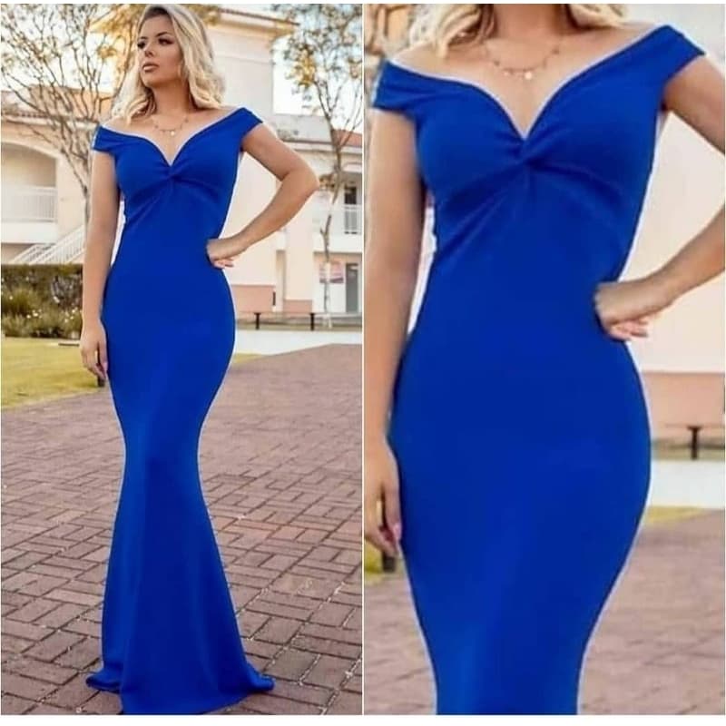 Vestido Feminino Festa de Casamento Madrinha Longo Ombro a Ombro nozinho com Bojo Serenity Tifany Esmeralda Primavera