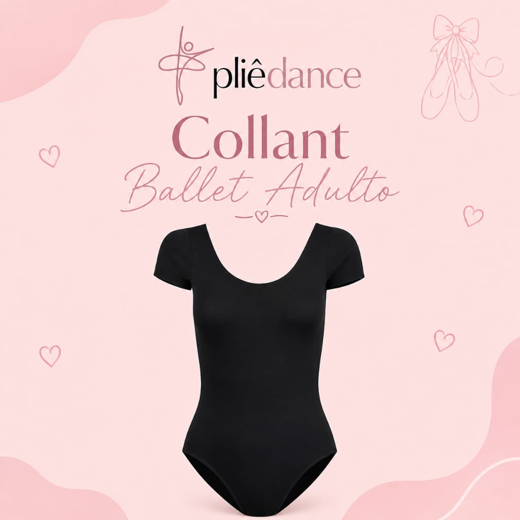 Collant Ballet Adulto em Suplex Preto/Rosa