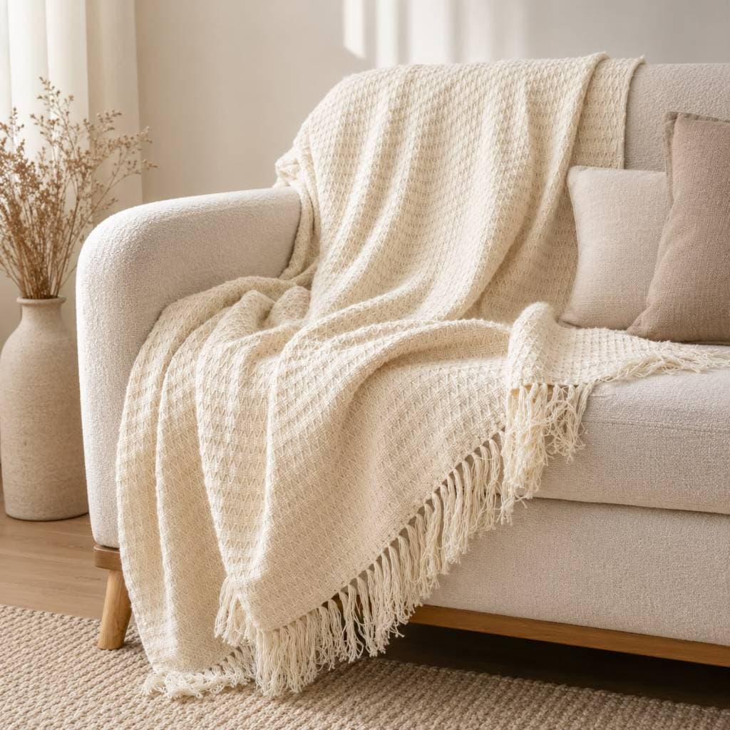 Manta Xale Para Sofa Poltrona Promocao 2,0x1,2cm Artesanal Favo de Mel Premium