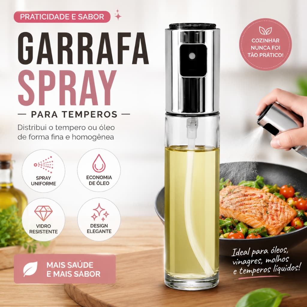 Borrifador de Azeite e Temperos 100ml em Vidro | Pulverizador Vidro de Óleo, Vinagre e Molhos 100ml