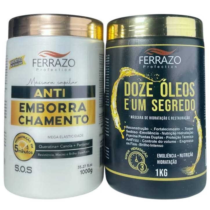 Máscara Antiemborrachamento e Máscara Doze Óleos e Um Segredo 1Kg Ferrazo Profection