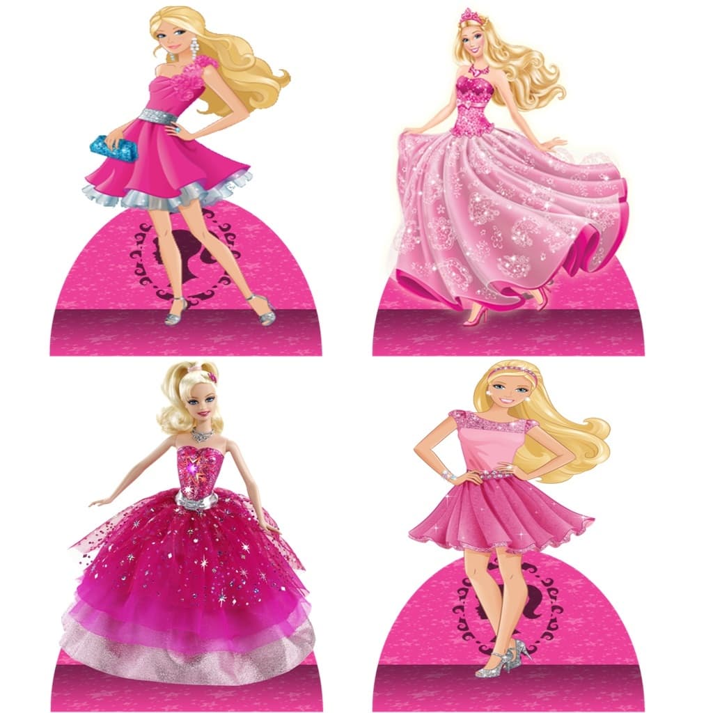 Barbie kit 4 peças de 20cm display de festa em mdf