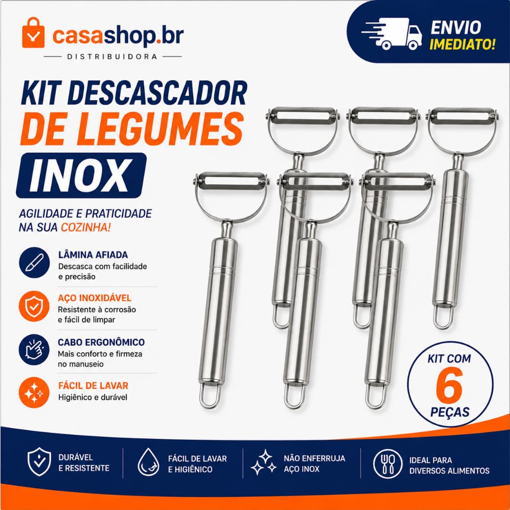 Kit Descascador De Frutas e Legumes Multifuncional Em Aço Inox Utensílio De Cozinha
