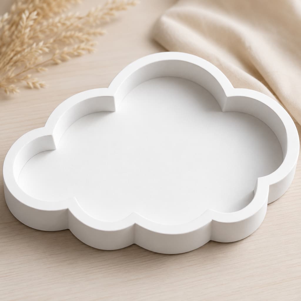 ☁️ Bandeja Nuvem Decorativa para Quarto de Bebê | Porta Objetos Infantil | Chupeta, Escova e Acessórios | Decoração Mini