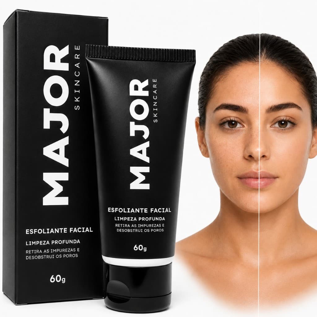 Esfoliante Facial MAJOR 60g Esfoliação e Limpeza Profunda Renovação da Pele Skincare
