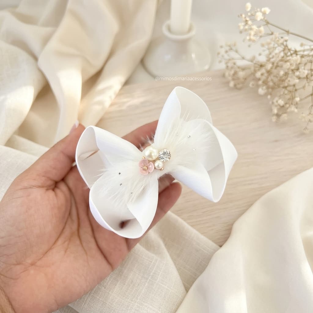 Laço branco Batizado, Laço festas. Presilha para Batizado. Faixinha bebe batizado. Laço para casamento