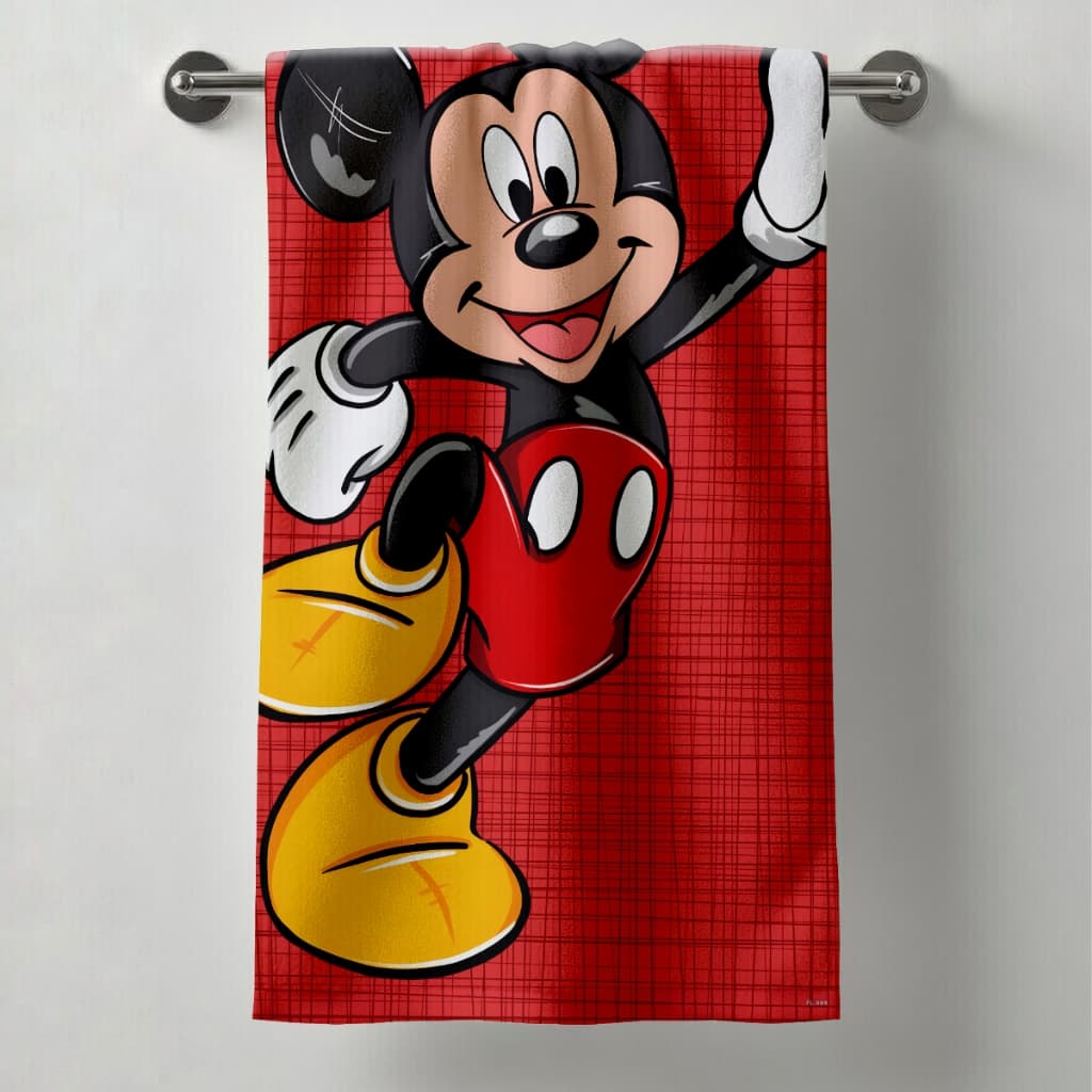 Toalha de Banho Piscina Praia Personagem Mickey Mouse Estampa Infantil Macia Atoalhada Premium Kids