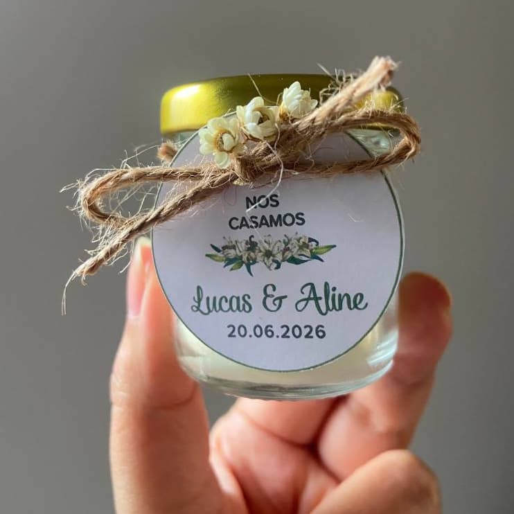 Kit 10/20 - Vela Aromática Personalizada para Lembrancinhas de Casamento 30g
