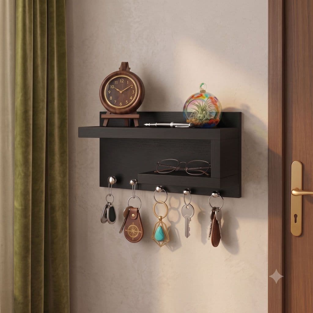 Porta chaves em MDF Preto Organizador Decoração para casa