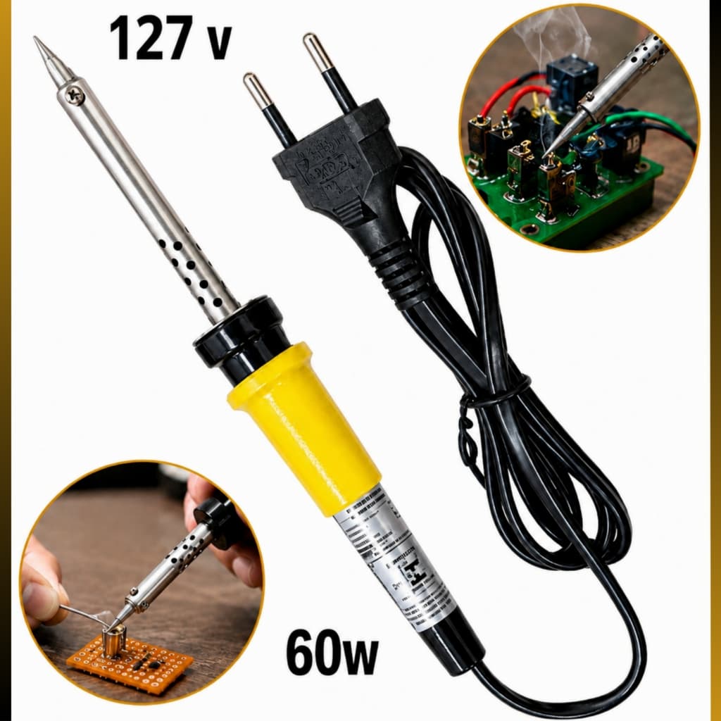 Soldador Elétrico Ferro de Solda Profissional 60W 127V Aquecimento Estável para Estanho e Reparos Gerais