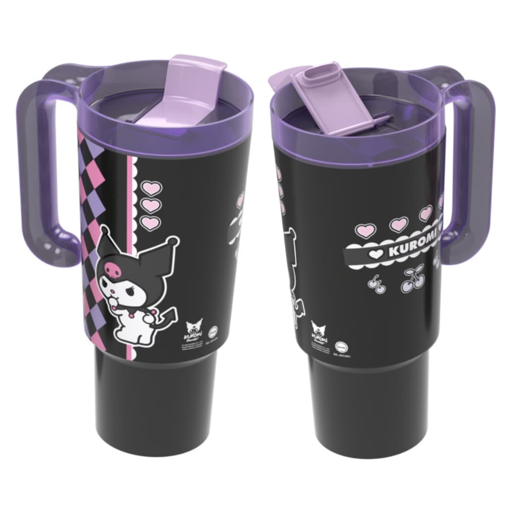 Copo Tumbler Kuromi 650ml Com Alça Tampa Anti Respingo Original BPA Free