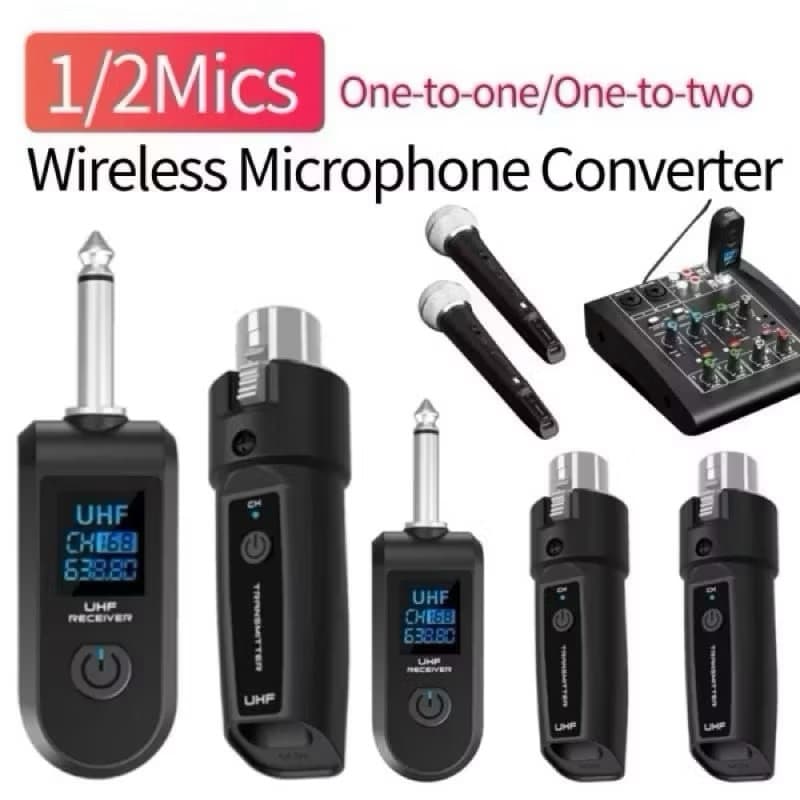 Transmissor Sistema de Microfone Sem Fio XLR Transmissor Receptor Para Instrumentos Musicais. Recarregável, 5h Duração.