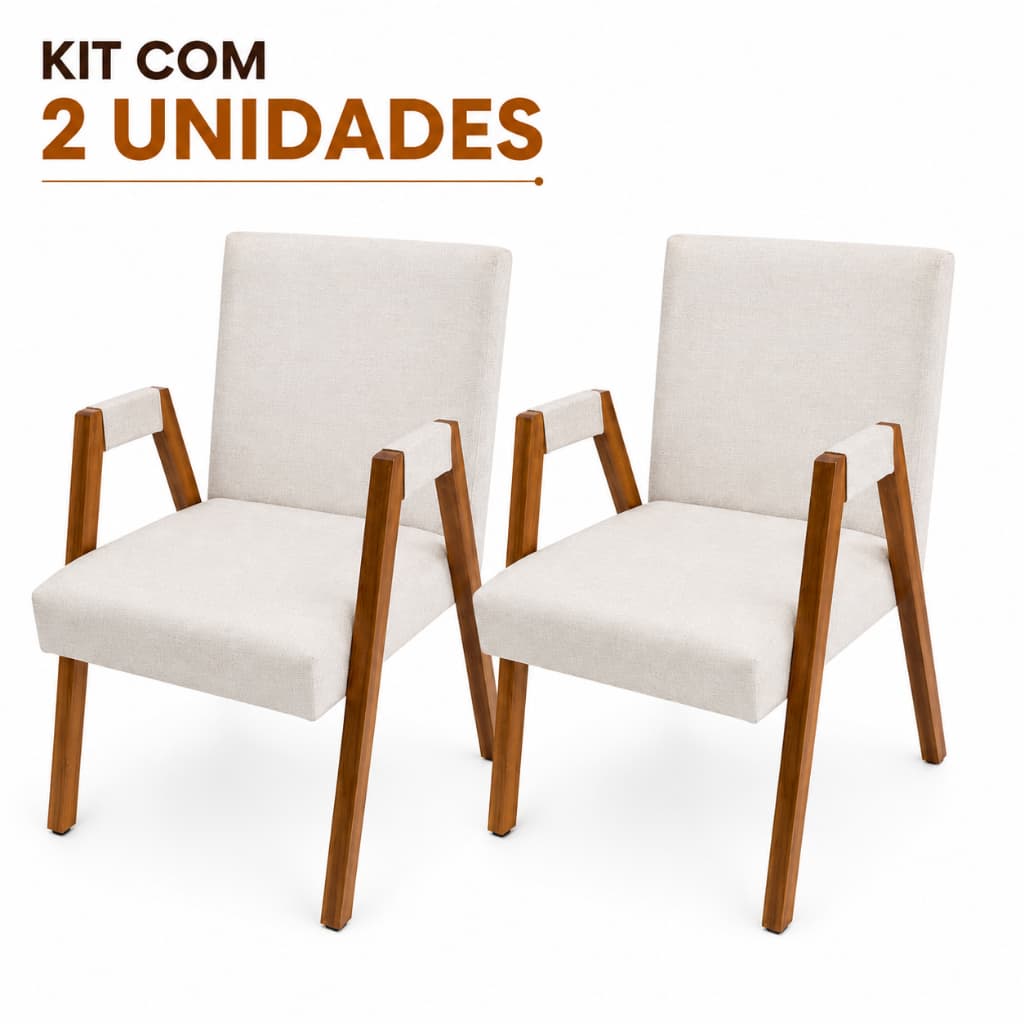 Kit 2 Cadeiras Vegas de Jantar Cozinha ou Escritório 100% Madeira Maciça - Alto Padrão