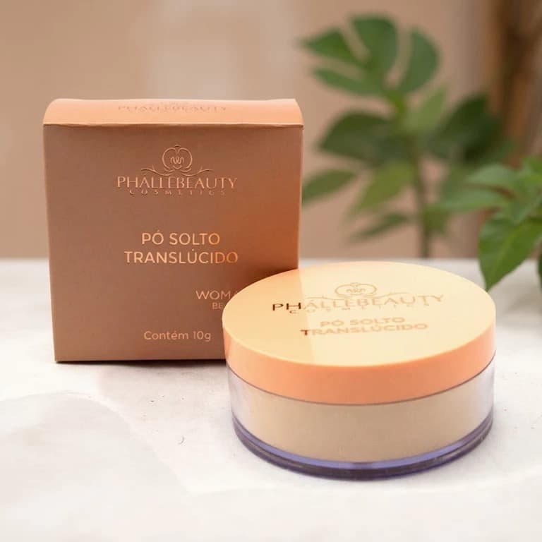 Pó Facial Solto Translúcido Phallebeauty | Acabamento Natural e Aveludado