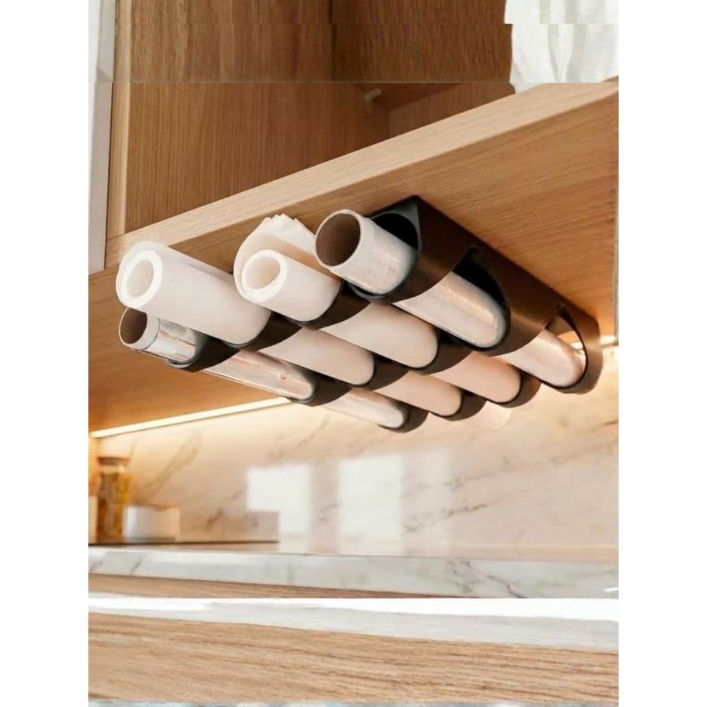 Suporte para Rolos Organizador Cozinha e Armário Para Filme PVC Alumínio Decore