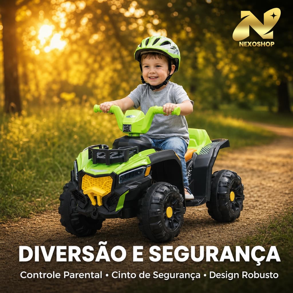 Quadriciclo Eletrico Infantil Veiculo Eletrico Infantil Verde Aventura Brinquedo Motorizado Infantil Seguranca