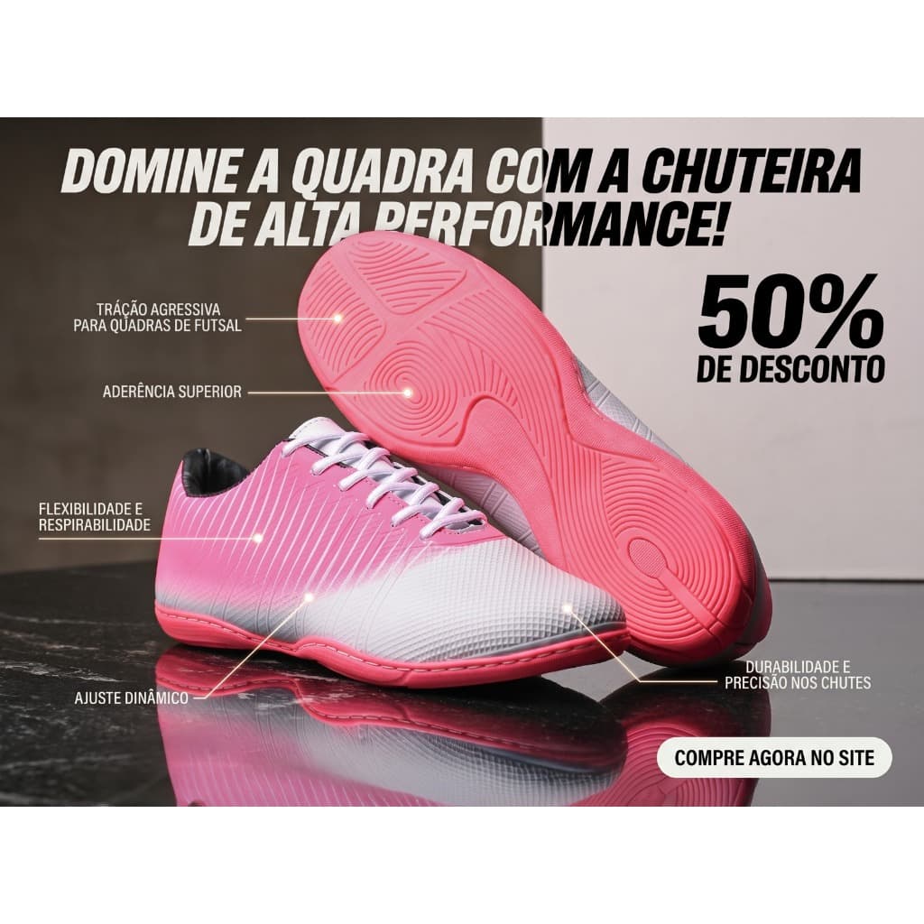 Tenis Chuteira Futsal Profissional Adulto/Infantil para Quadra, Costurada, Reforçada