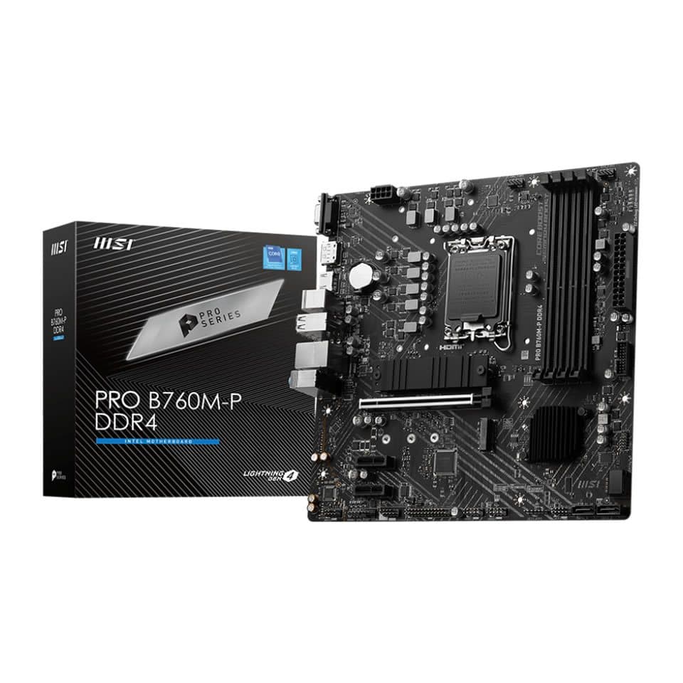 MB MSI PRO B760M-P DDR4 p/ Intel LGA1700 4xDDR4/1xPCI-e/4xSATA/2xM.2