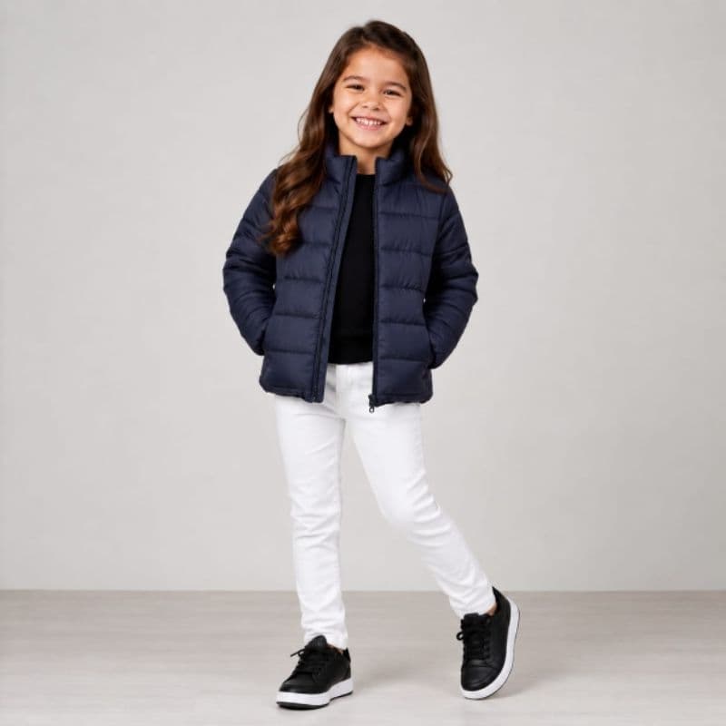Jaqueta Bobojaco Puffer Infantil Unissex Acolchoada Inverno Quentinha com Zíper | Casaco Leve e Confortável