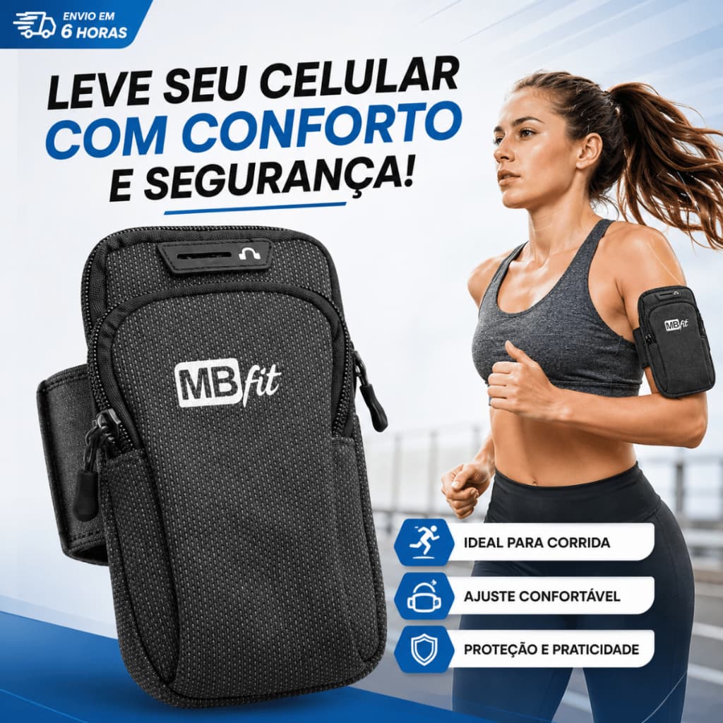 Braçadeira Celular Esportiva Impermeável | Academia Corrida Fitness | Ajustável Unissex