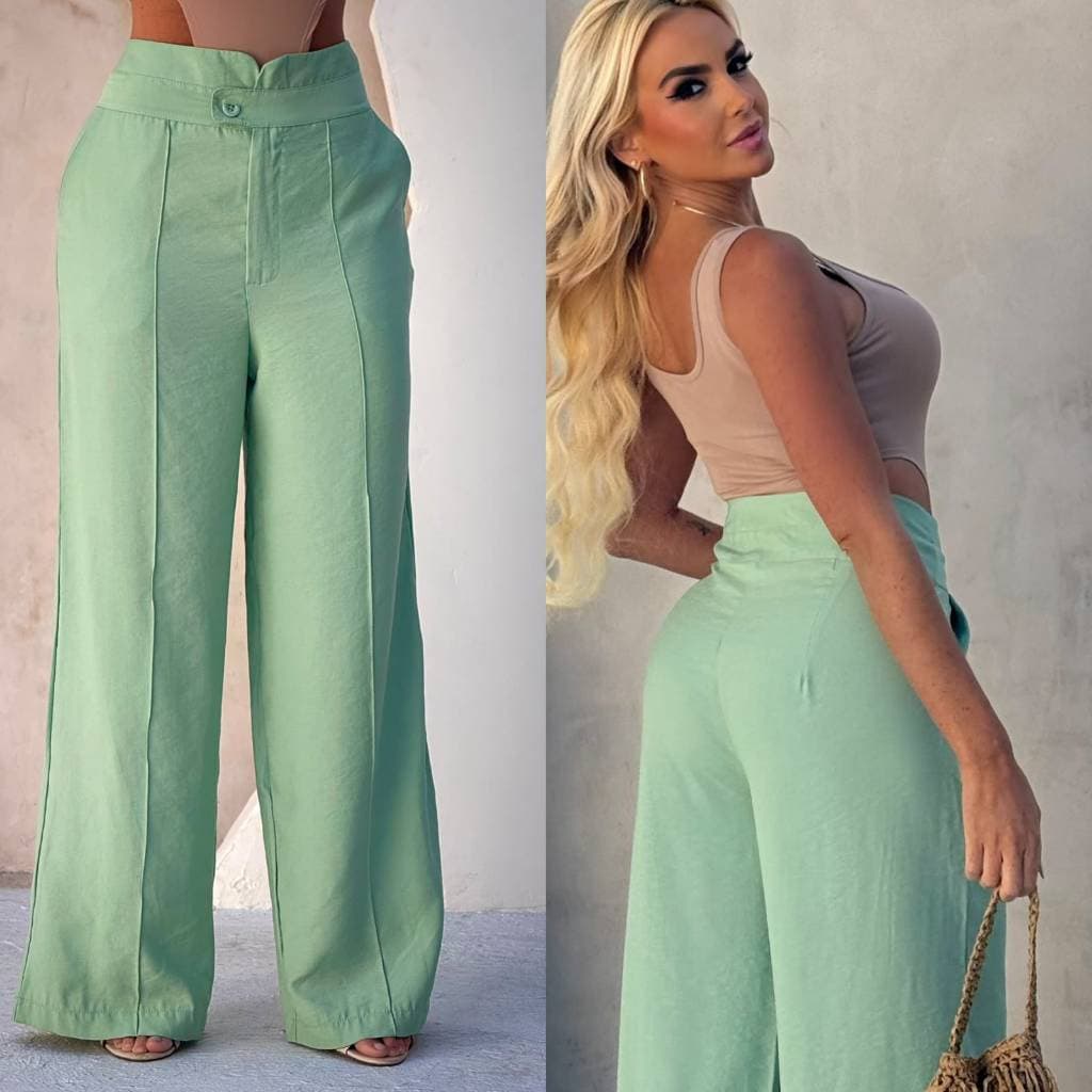 CALÇA FEMININA PANTALONA CINTURA ALTA COM BOLSO ALFAIATARIA MARRANT ELEGANTE CONFORTAVEL