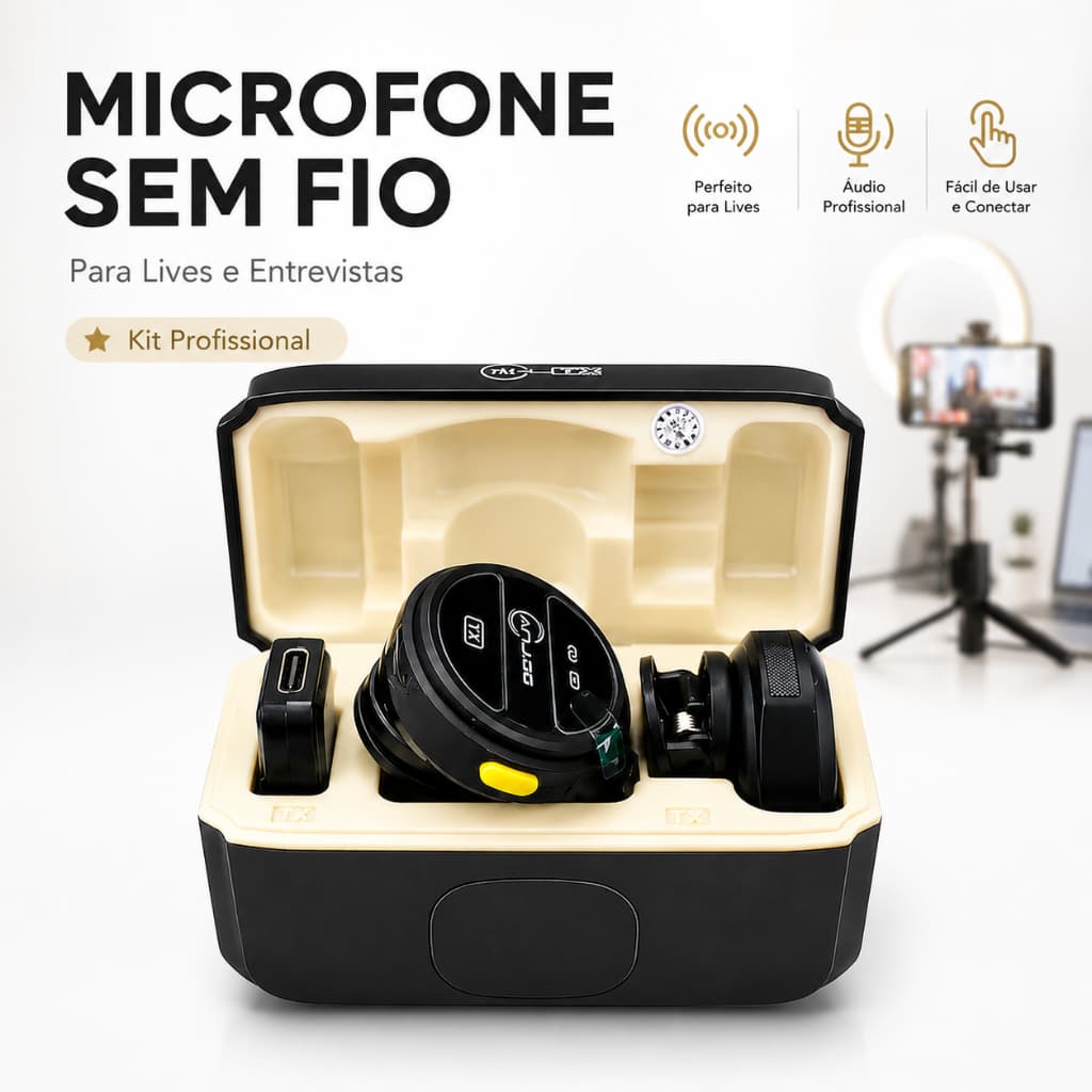 Microfone De Lapela Magnético Sem Fio Vlog Redondo Anti Ruído E Duplo Para Gravação De Vídeo Ao Vivo