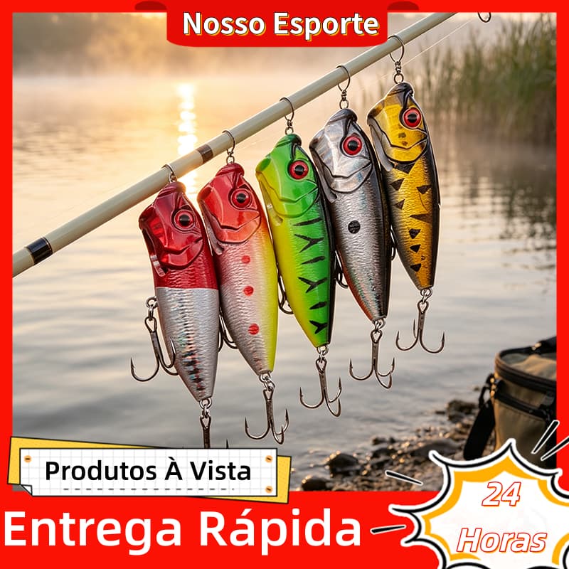 5 PCS Conjunto De Iscas De Pesca Com Isca De Popper De Água 6,5cm 12g