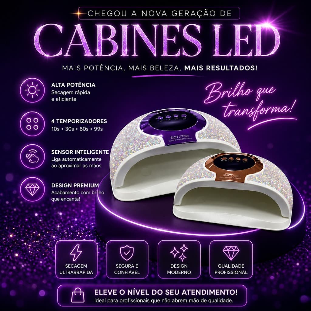 Cabine LED UV SUN S21 288W Profissional Secagem Unhas Gel Sensor Automático Bivolt