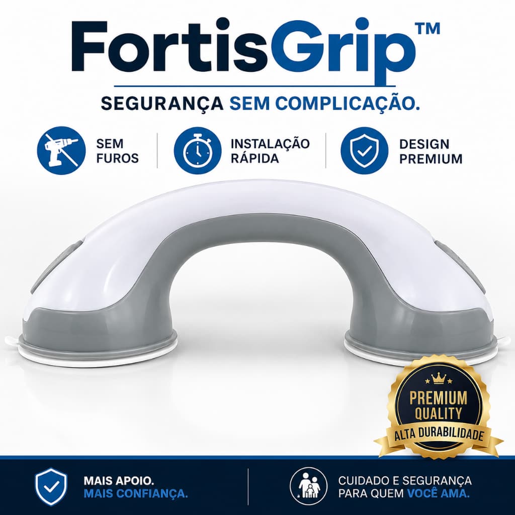 Barra de Apoio para Banheiro com Ventosa Portátil para Idosos e Deficientes Sem Furar parede FortisGrip™