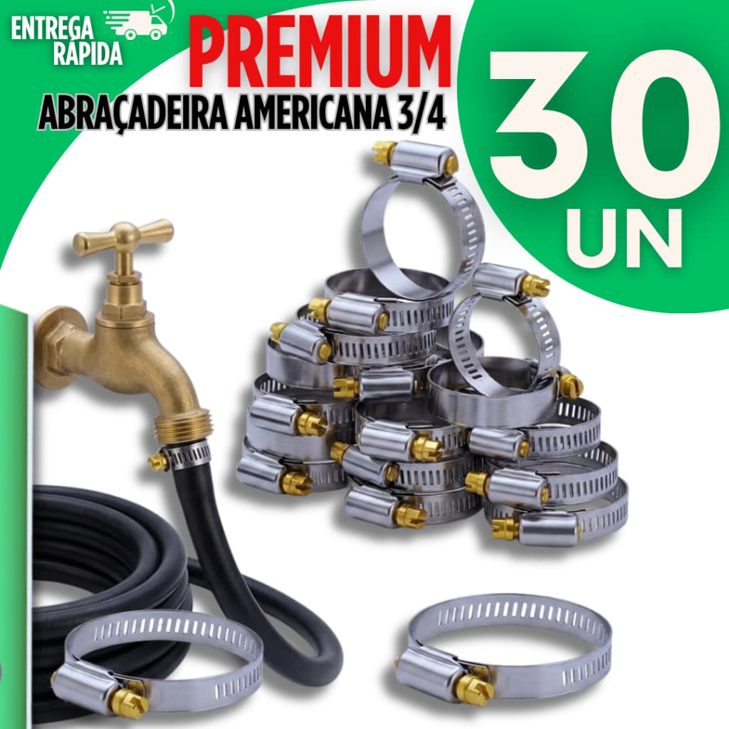 Kit Abraçadeira Americana 3/4 Inox Rosca Sem Fim Mangueiras Tubo Conexões Gás Multiuso Praticidades