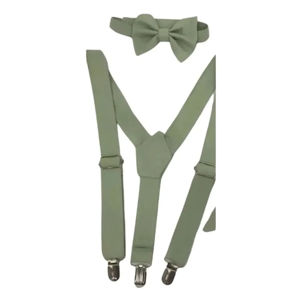 Suspensório Gravata Borboleta Verde Sage Casamento Pajem