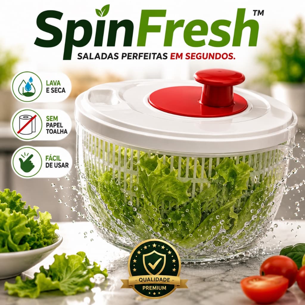 Centrífuga de Salada Manual Escorredor de Verduras Lava e Seca Folhas Rápido