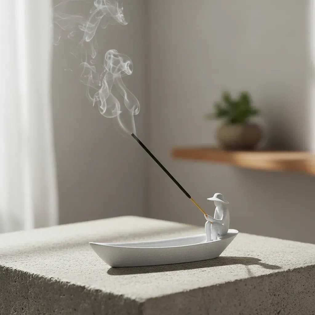 Incensário Pescador no Barco Porta Incenso Zen