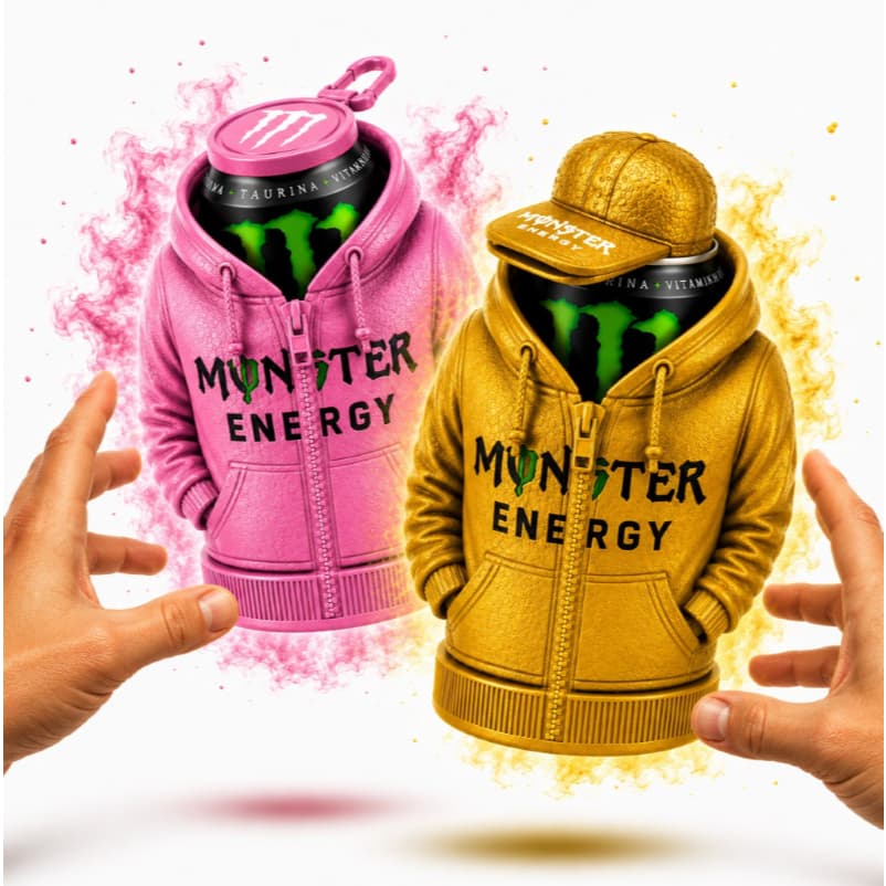 Porta Lata Moletom Para Energético Monster + Boné Abridor ou Tampa