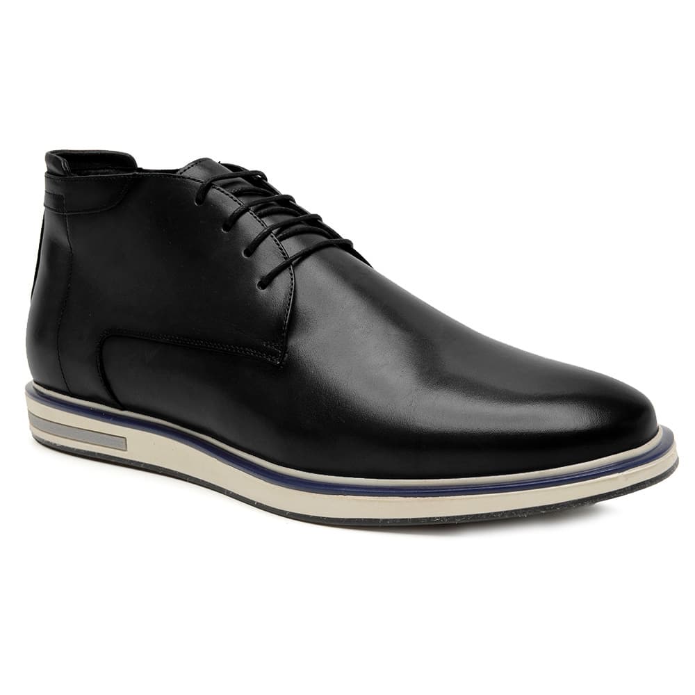 Bota Casual Masculina Sola Branca em Couro Inverno Dia a Dia Estilosa Detalhada Cano Baixo em Promoção