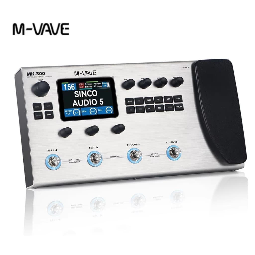 Pedal processador multiefeitos M-VAVE MK-300: LCD de 3,5", mais de 320 efeitos, 160 predefinições, looper, áudio USB