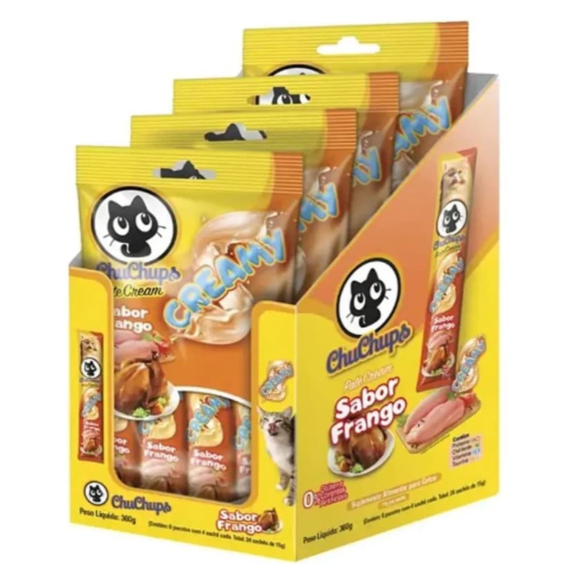 Kit Petisco Cremoso Chuchups Para Cães e Gatos – 4 Sabores - Contém 4un de 15g