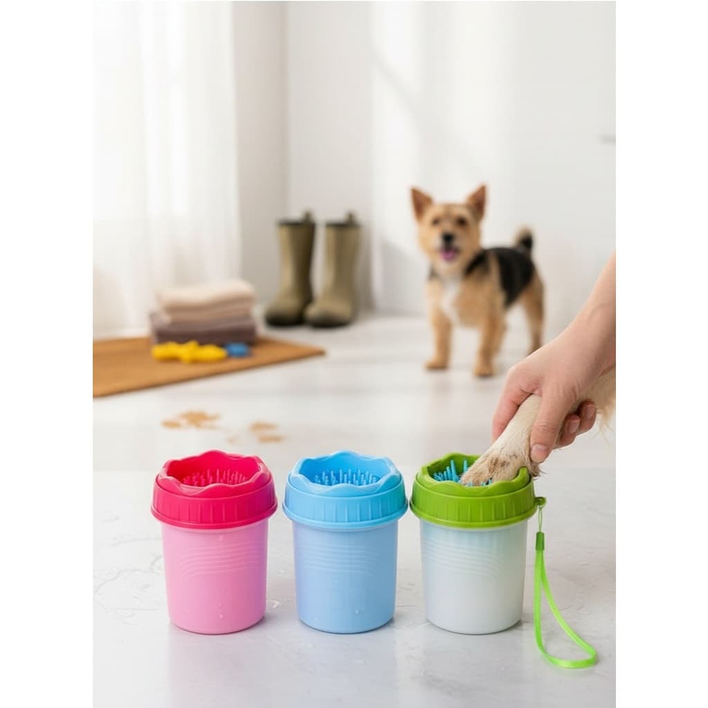 Copo Lava Patas Cachorro Gato Escova Cerdas Silicone Macio Lava Patinha Prático Portátil 600ml