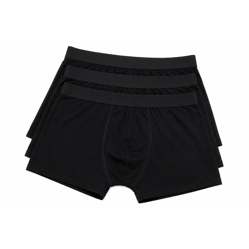 Kit– 3 ou 5 Unidades Cueca Boxer Só Preto  Masculina Lisa Conforto