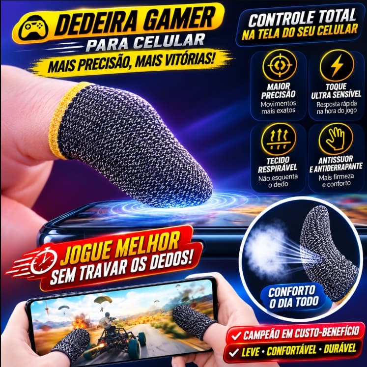 Luva de Dedo Anti-Suor Para Celular Jogos FPS Free Fire Pubg Mobile Call Of Duty