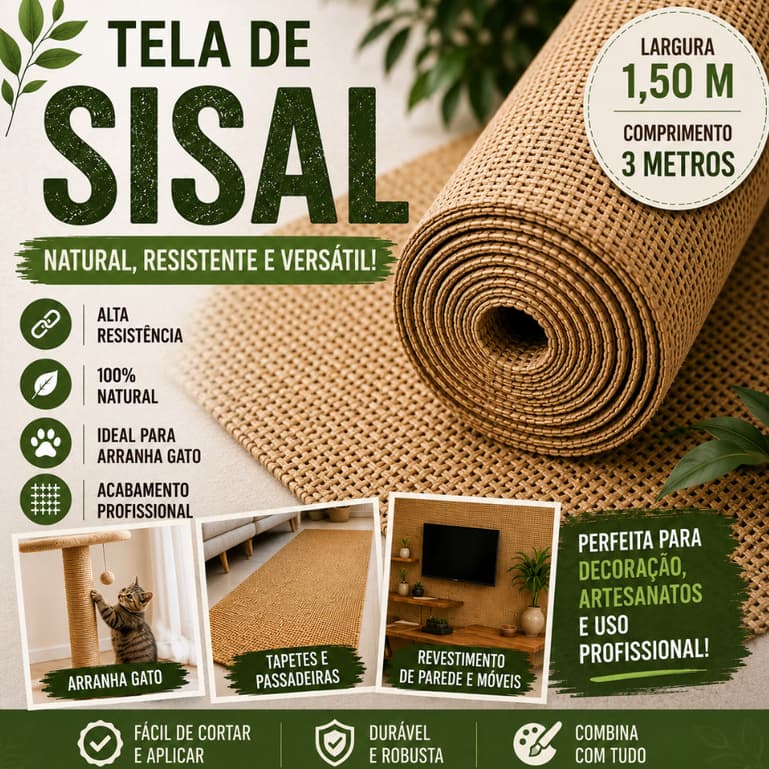 Tela / Tecido Sisal  Larg. 1,50m X 3m Apaeb