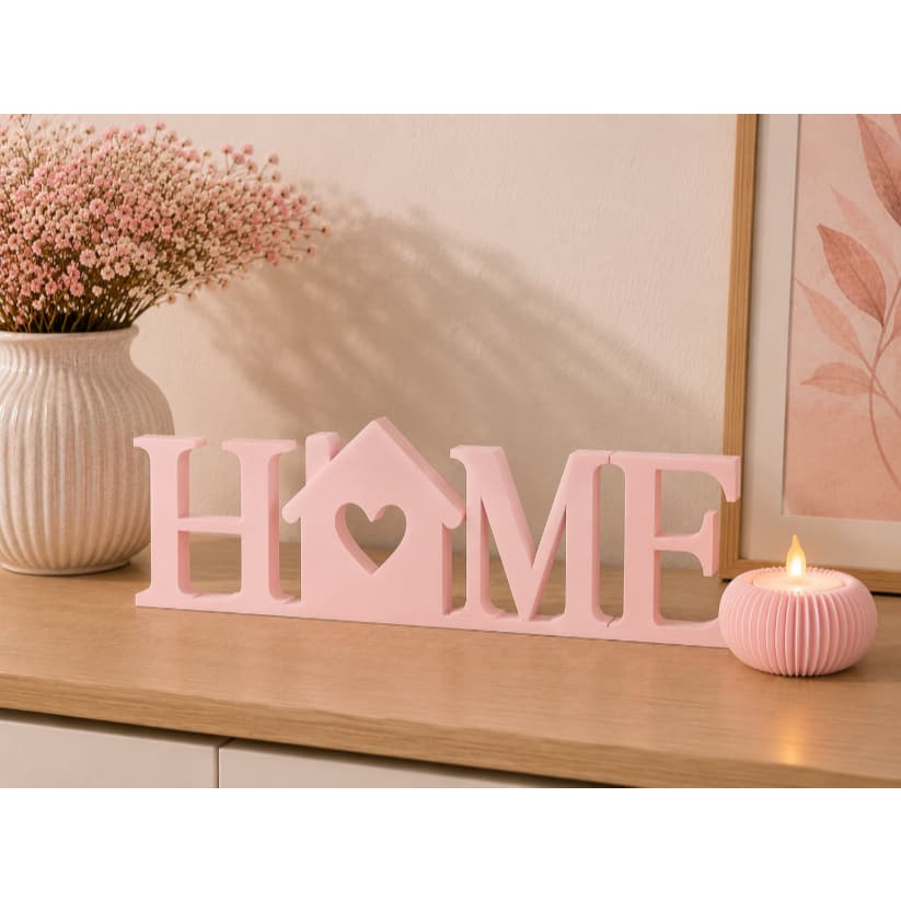 Enfeite Decorativo HOME com Porta-Vela LED | Decoração Moderna para Sala, Quarto e Aparador