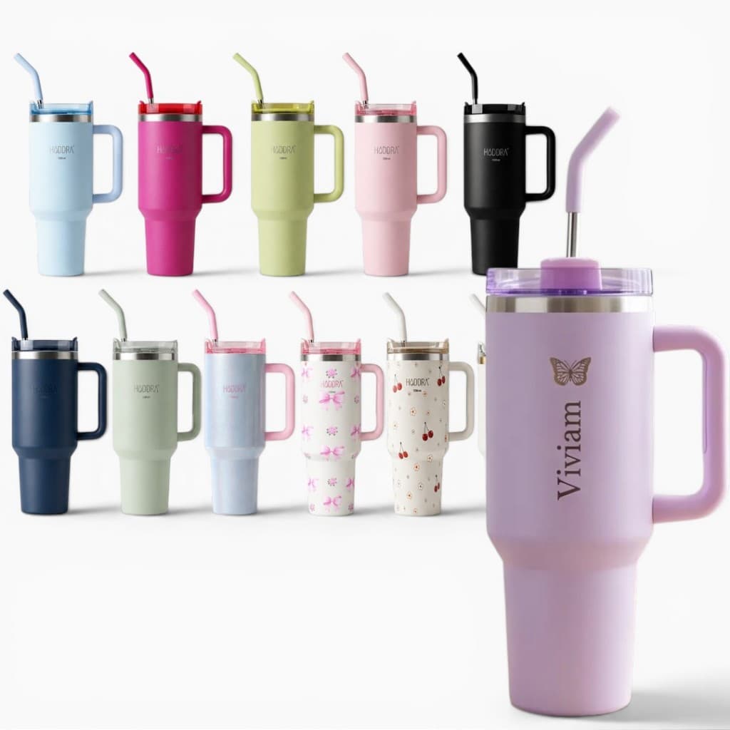 Copo Térmico Com Seu Nome Personalizada 1200ml/1.2L  Inoxidável com Canudo Inox Coloridas